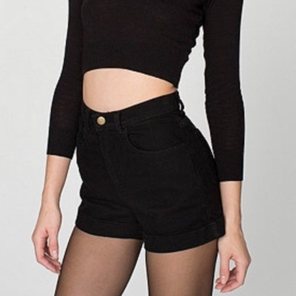 AA Black High Waist Cuff Shorts